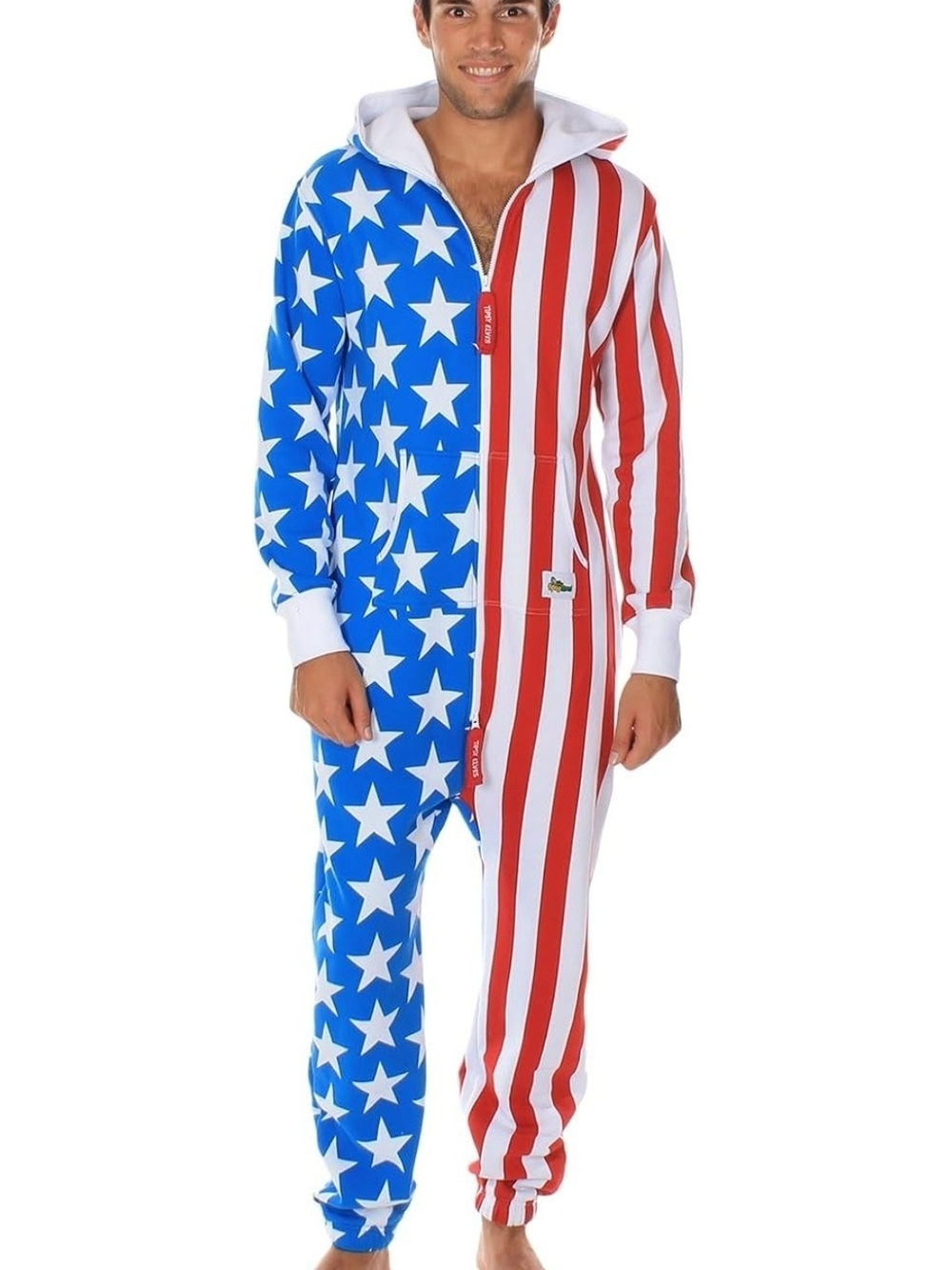 NEW!! Tipsy Elves American Flag Stars & Stripes Hooded Onesie, Sz Med, NWOT